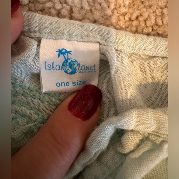 Island Planet Embroidered Women’s Peasant Light lime green 3/4 sleeves ; Size OS - Picture 4 of 8